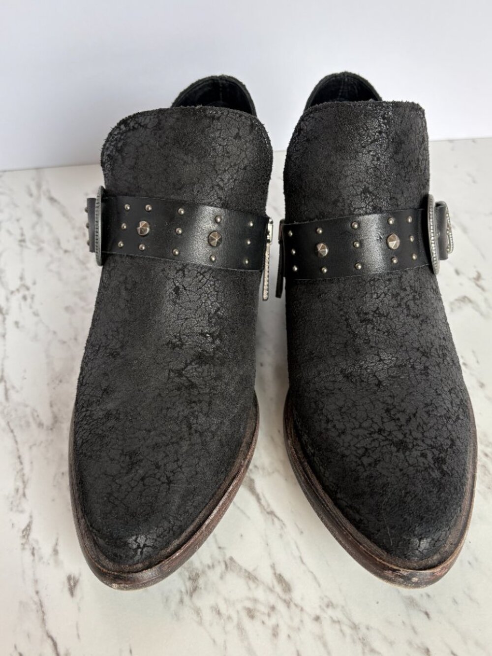 VERACRUZ Leather Ankle Boots US 6 Black Western Buckle Boot